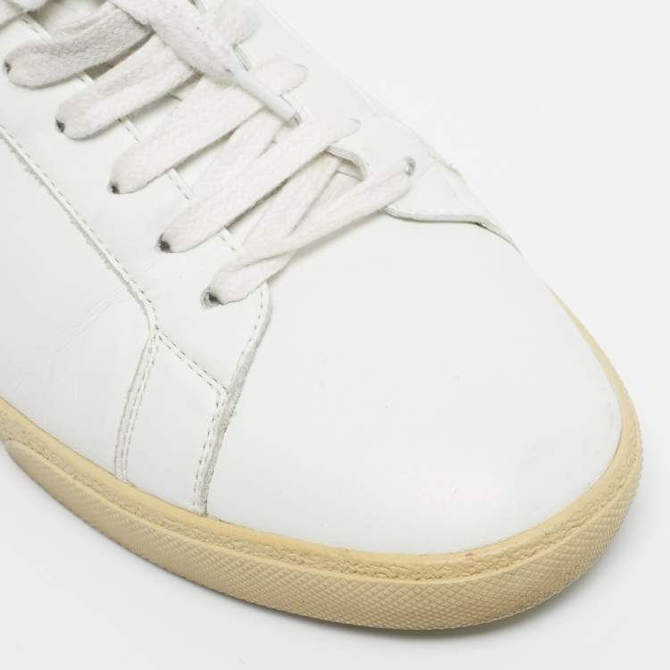 Pre Owned Saint Laurent Paris White Leather Court Classic Low Top Sneakers Size 44.5