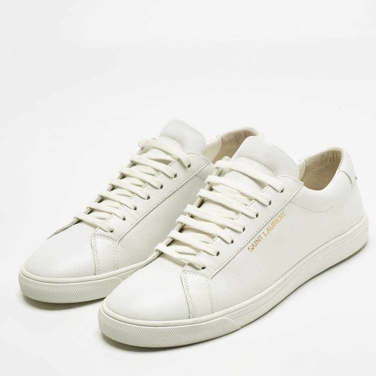 Pre Owned Saint Laurent White Leather Andy Lace Up Sneakers Size 41