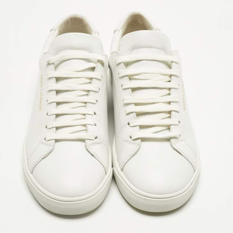Pre Owned Saint Laurent White Leather Andy Lace Up Sneakers Size 41