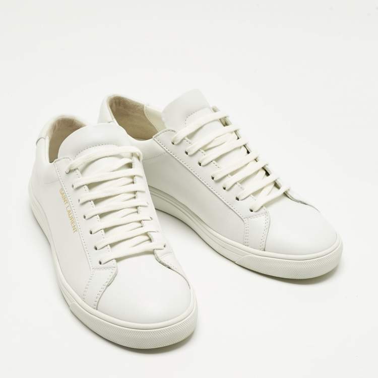 Pre Owned Saint Laurent White Leather Andy Lace Up Sneakers Size 41