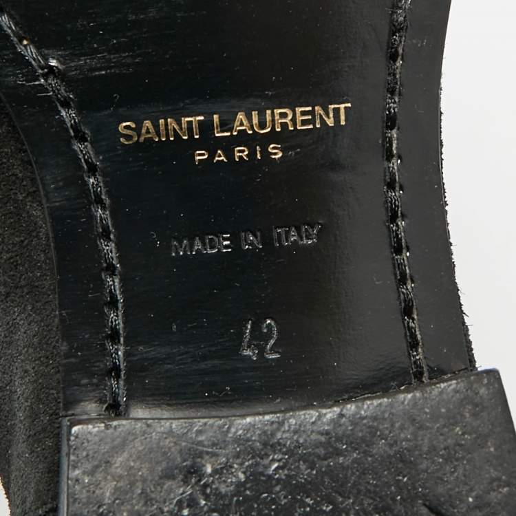 Pre Owned Saint Laurent Navy Blue Suede Wyatt Chelsea Boots Size 42