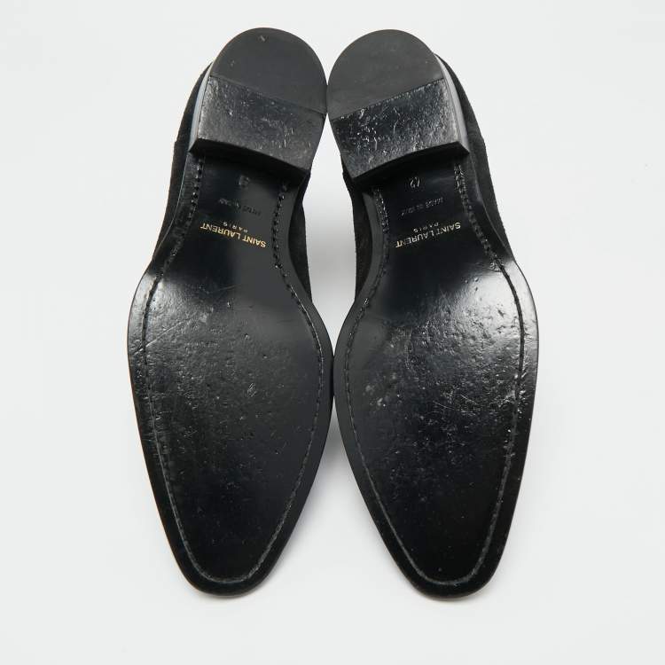 Pre Owned Saint Laurent Navy Blue Suede Wyatt Chelsea Boots Size 42