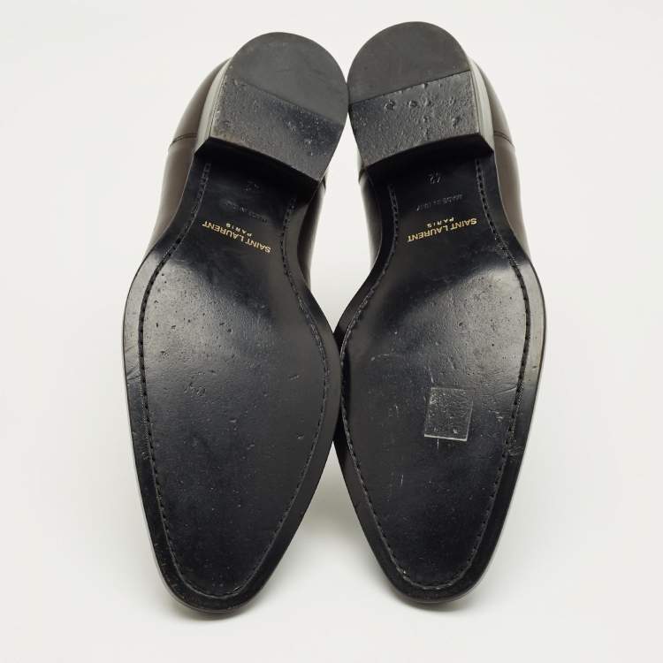 Pre Owned Saint Laurent Brown Leather Wyatt Chelsea Boots Size 42