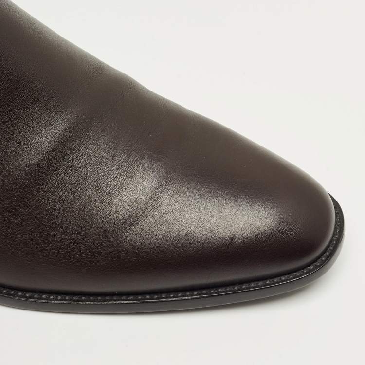 Pre Owned Saint Laurent Brown Leather Wyatt Chelsea Boots Size 42