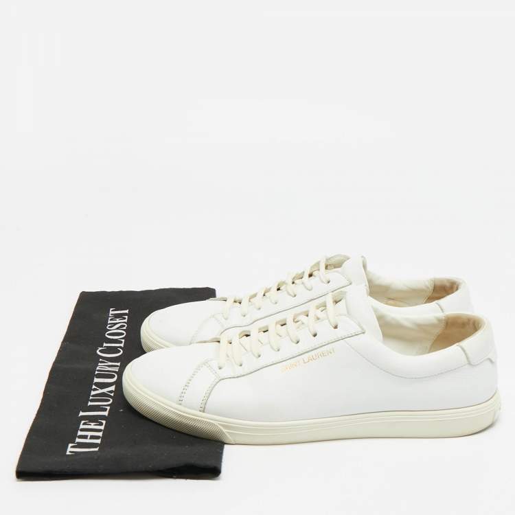 Pre Owned Saint Laurent Andy Size 43 White Leather Lace Up Sneakers