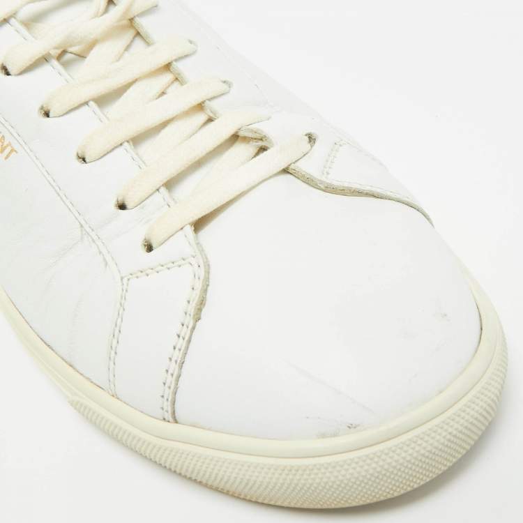 Pre Owned Saint Laurent Andy Size 43 White Leather Lace Up Sneakers