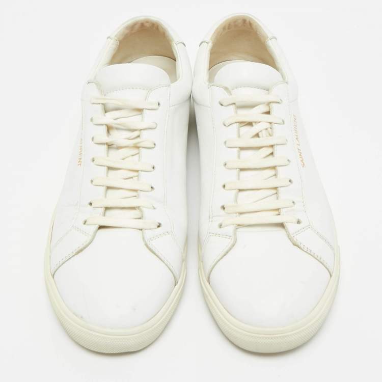 Pre Owned Saint Laurent Andy Size 43 White Leather Lace Up Sneakers