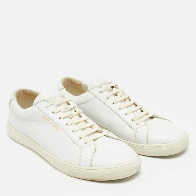 Pre Owned Saint Laurent Andy Size 43 White Leather Lace Up Sneakers