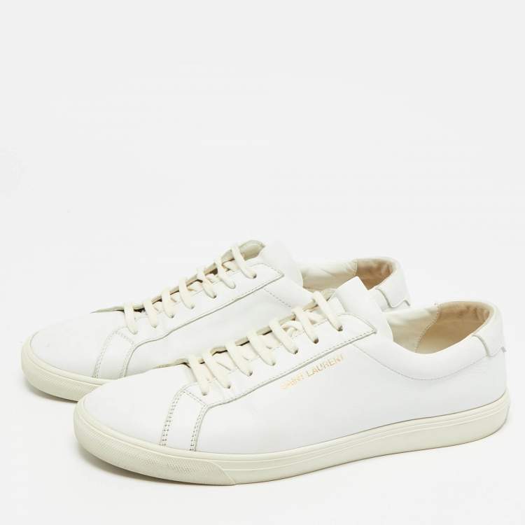 Pre Owned Saint Laurent Andy Size 43 White Leather Lace Up Sneakers