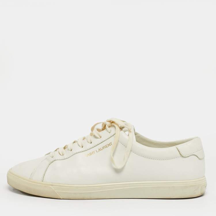 Pre Owned Saint Laurent Andy Size 42 White Leather Low Top Sneakers