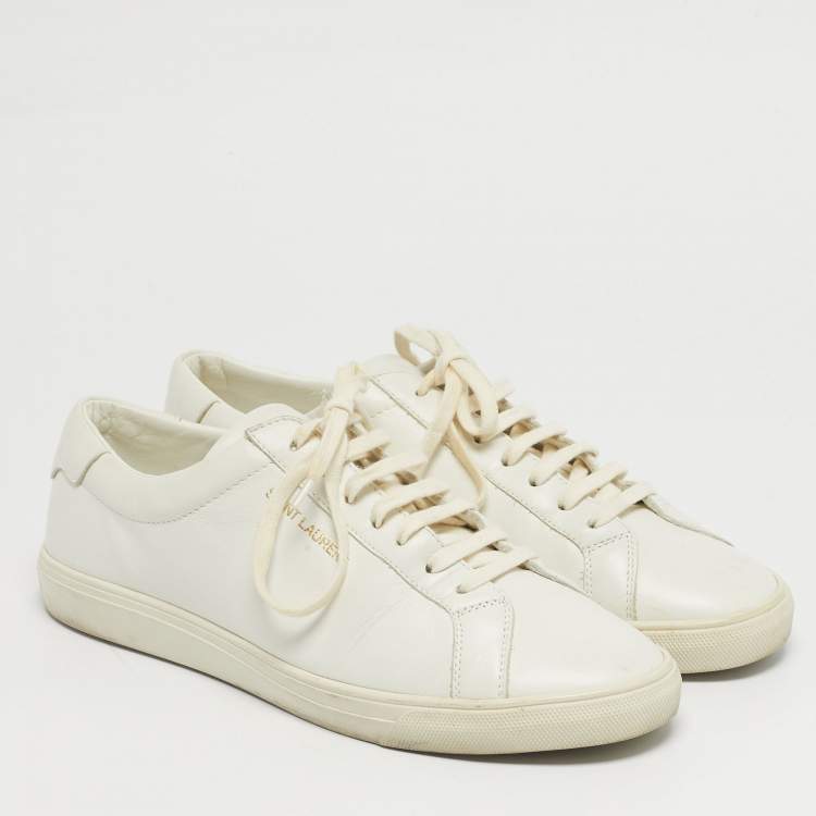 Pre Owned Saint Laurent Andy Size 42 White Leather Low Top Sneakers
