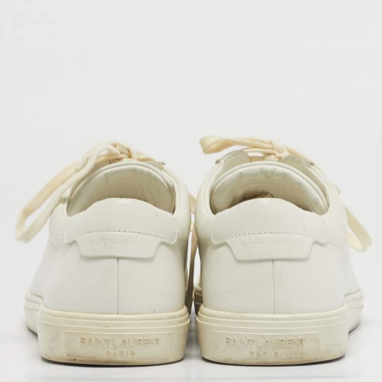 Pre Owned Saint Laurent Andy Size 42 White Leather Low Top Sneakers