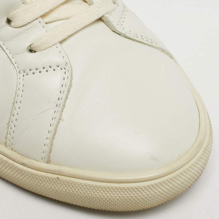 Pre Owned Saint Laurent Andy Size 42 White Leather Low Top Sneakers