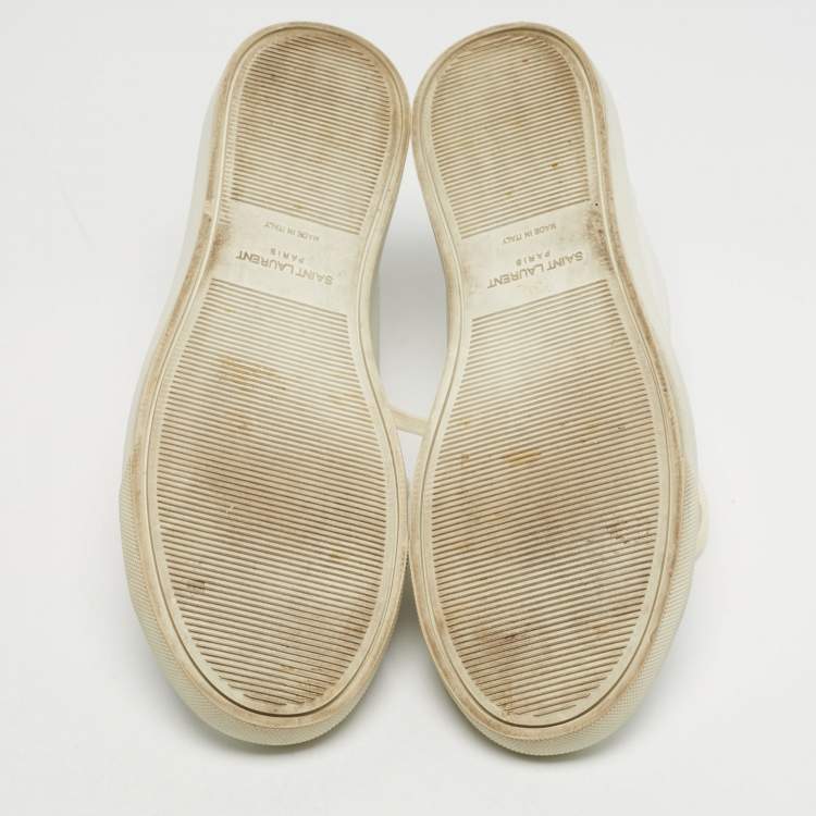 Pre Owned Saint Laurent Andy Size 42 White Leather Low Top Sneakers
