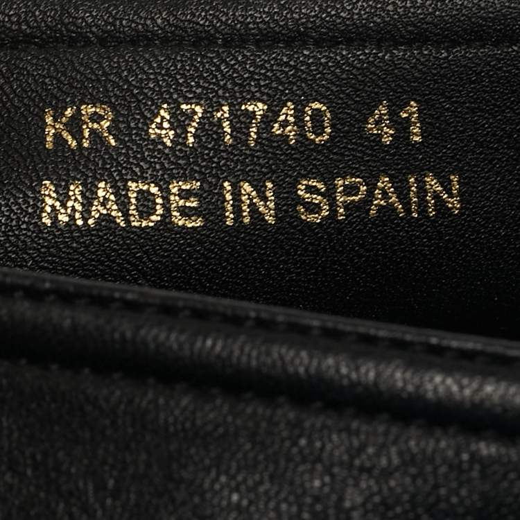 Pre Owned Saint Laurent Cassandre Size 41 Black Leather Espadrille Flat