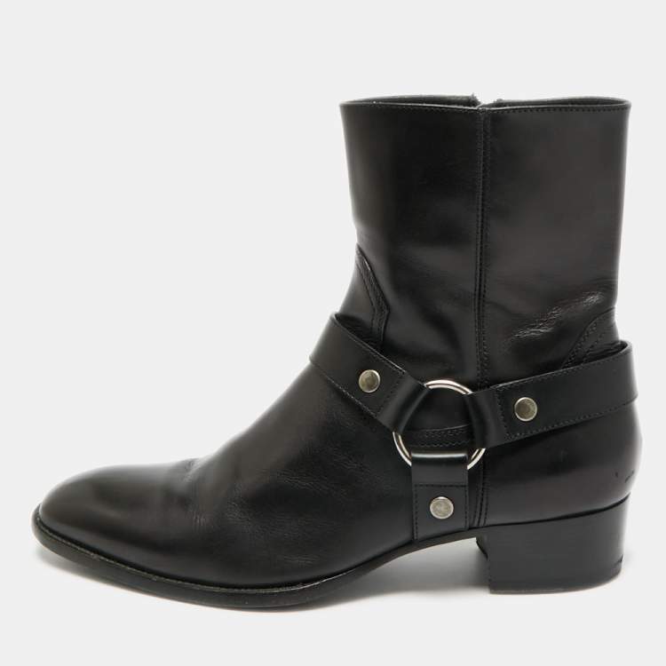 مملوكة مسبقًا Saint Laurent Harness Size 42 Black Leather Ankle Length Boots