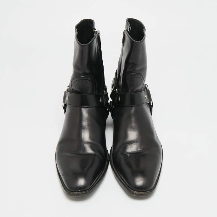 مملوكة مسبقًا Saint Laurent Harness Size 42 Black Leather Ankle Length Boots