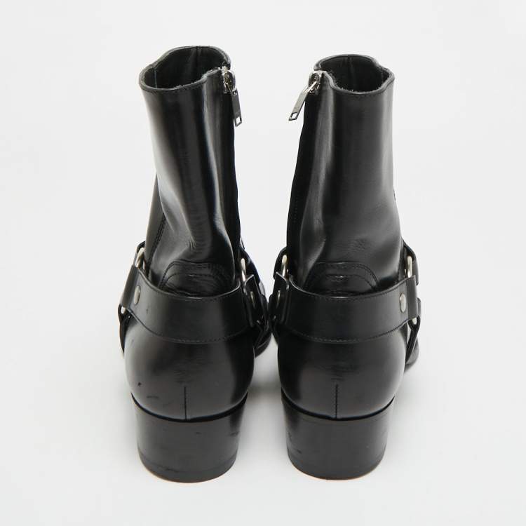 مملوكة مسبقًا Saint Laurent Harness Size 42 Black Leather Ankle Length Boots