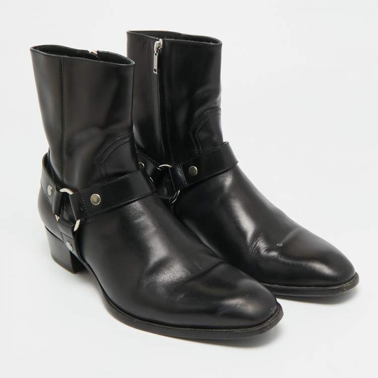 مملوكة مسبقًا Saint Laurent Harness Size 42 Black Leather Ankle Length Boots