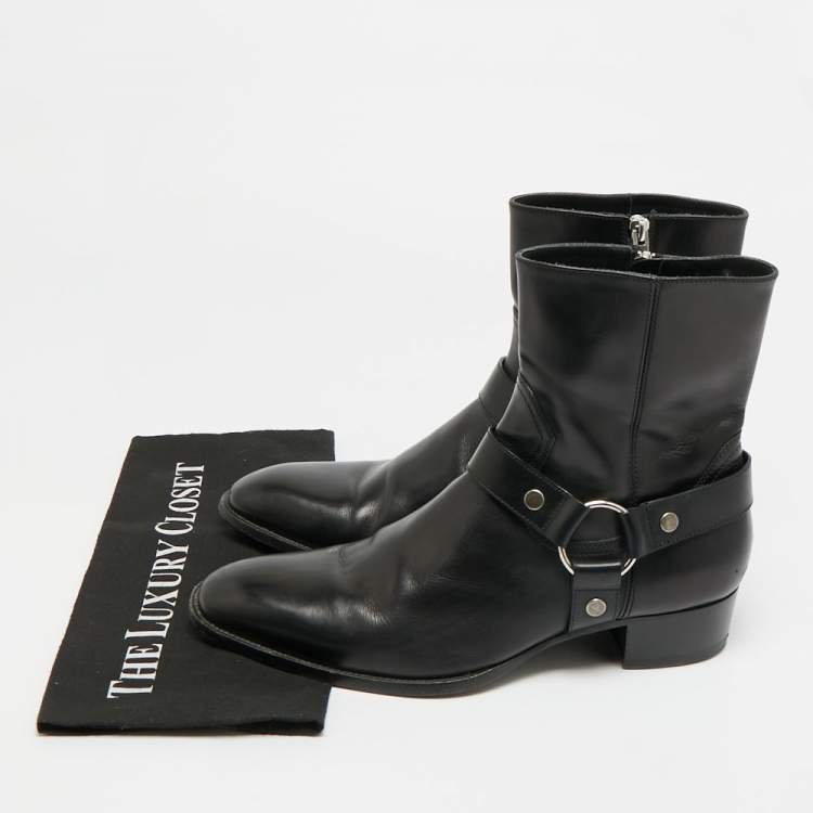 مملوكة مسبقًا Saint Laurent Harness Size 42 Black Leather Ankle Length Boots