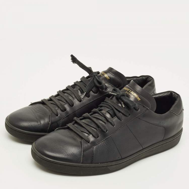 Pre Owned Saint Laurent Court Classic Size 45 Black Leather Low Top Sneakers