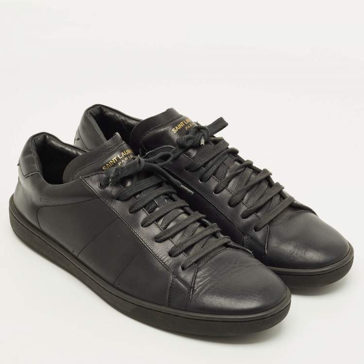 Pre Owned Saint Laurent Court Classic Size 45 Black Leather Low Top Sneakers