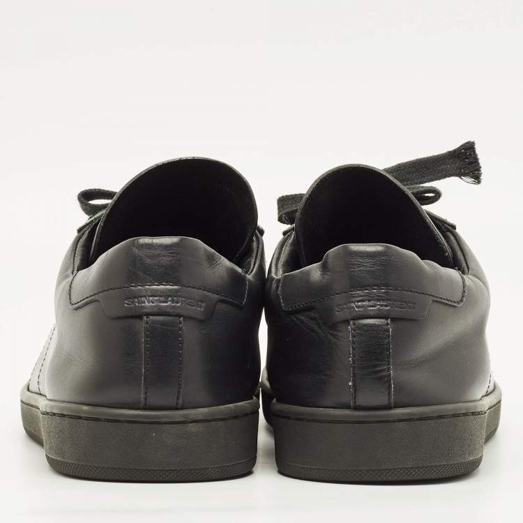 Pre Owned Saint Laurent Court Classic Size 45 Black Leather Low Top Sneakers