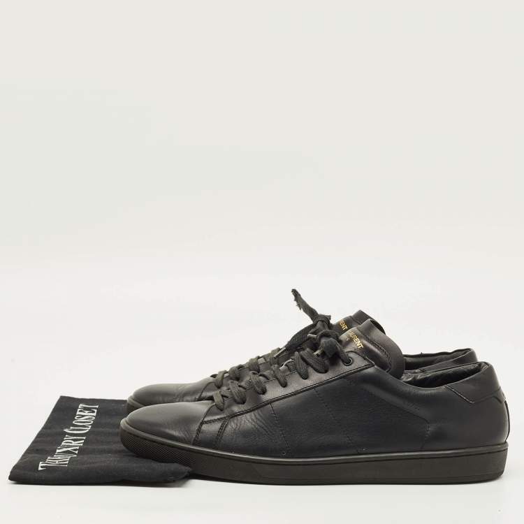 Pre Owned Saint Laurent Court Classic Size 45 Black Leather Low Top Sneakers