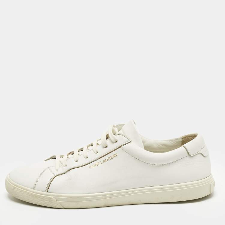 Pre Owned Saint Laurent Andy Size 43.5 White Leather Lace Up Sneakers