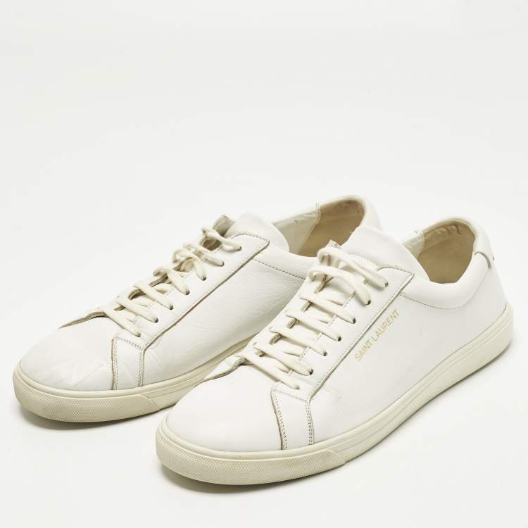 Pre Owned Saint Laurent Andy Size 43.5 White Leather Lace Up Sneakers