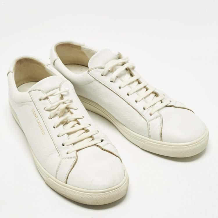 Pre Owned Saint Laurent Andy Size 43.5 White Leather Lace Up Sneakers