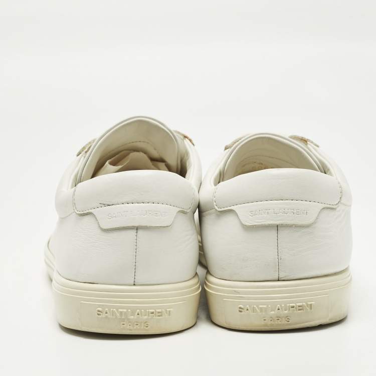 Pre Owned Saint Laurent Andy Size 43.5 White Leather Lace Up Sneakers