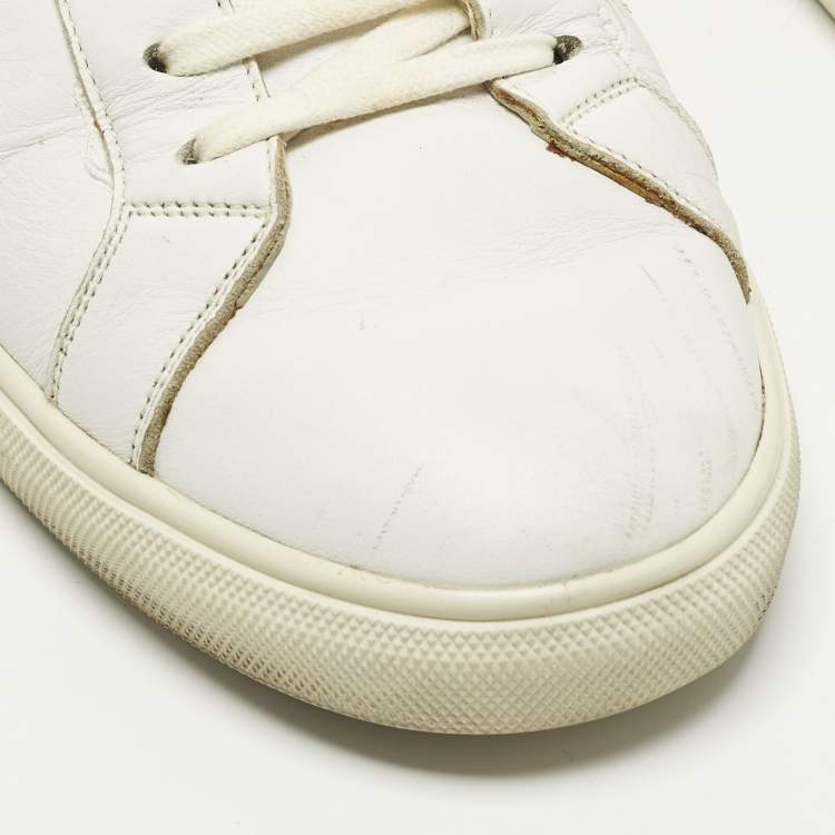 Pre Owned Saint Laurent Andy Size 43.5 White Leather Lace Up Sneakers
