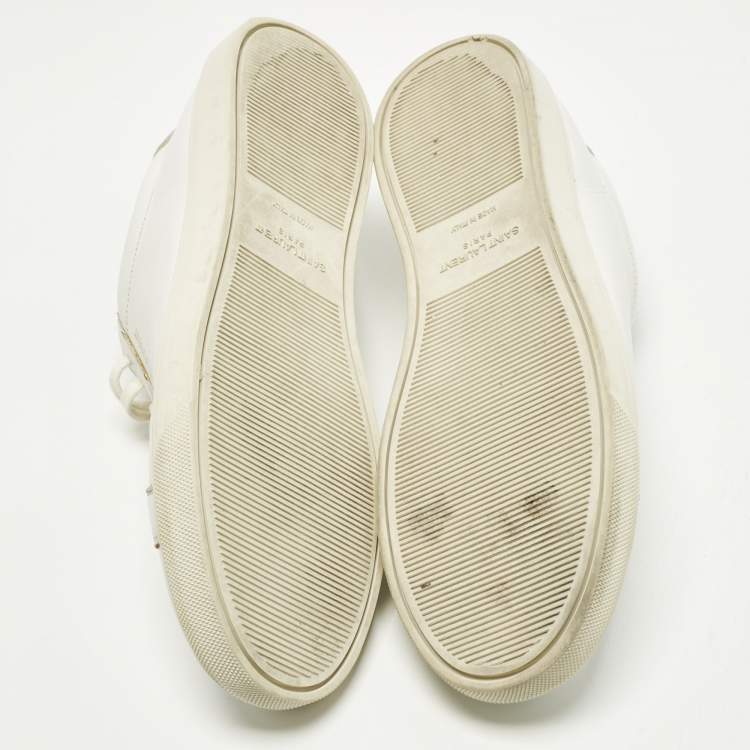 Pre Owned Saint Laurent Andy Size 43.5 White Leather Lace Up Sneakers