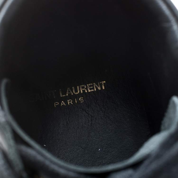 Pre Owned Saint Laurent Paris Black Leather High Top Sneakers Size 41.5