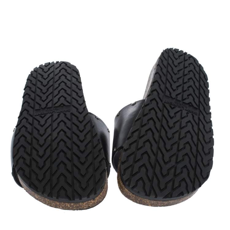 Pre Owned Saint Laurent Black Leather Jimmy Slide Sandals Size 41