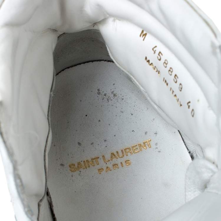 Pre Owned Saint Laurent Paris White Leather Court Classic SL/10H High Top Sneakers Size 40