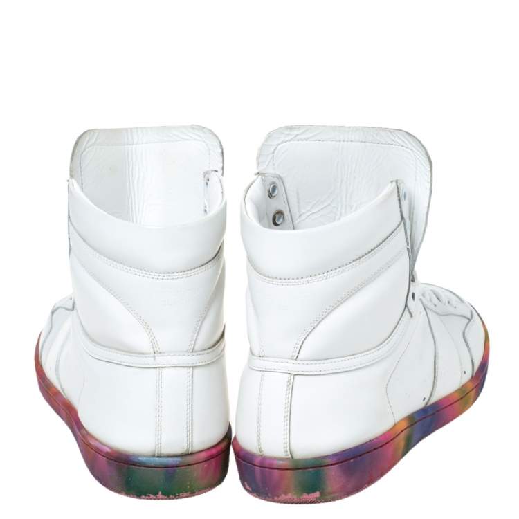 Pre Owned Saint Laurent Paris White Leather Court Classic SL/10H High Top Sneakers Size 40