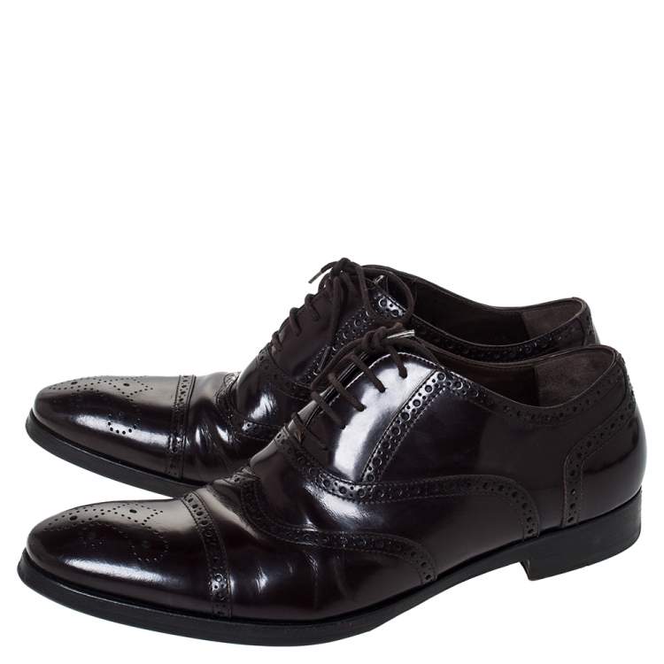 Pre Owned Saint Laurent Paris Brown Leather Brogues Lace Up Oxford Size 41