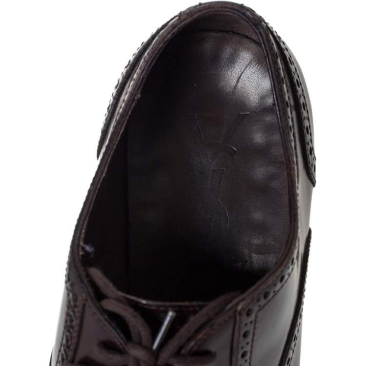 Pre Owned Saint Laurent Paris Brown Leather Brogues Lace Up Oxford Size 41