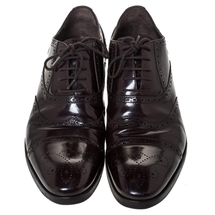 Pre Owned Saint Laurent Paris Brown Leather Brogues Lace Up Oxford Size 41