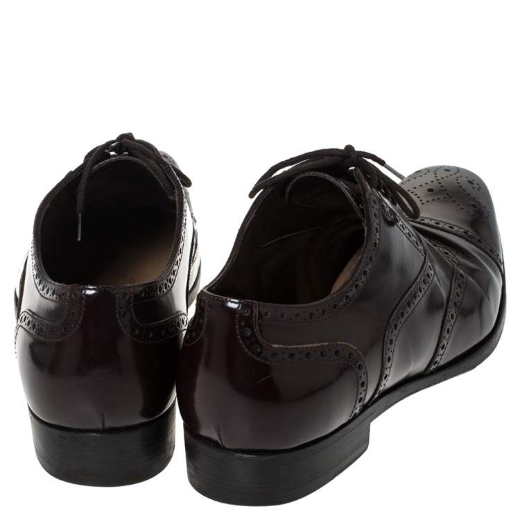Pre Owned Saint Laurent Paris Brown Leather Brogues Lace Up Oxford Size 41