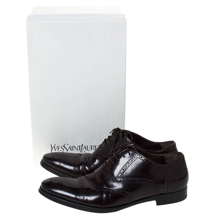 Pre Owned Saint Laurent Paris Brown Leather Brogues Lace Up Oxford Size 41