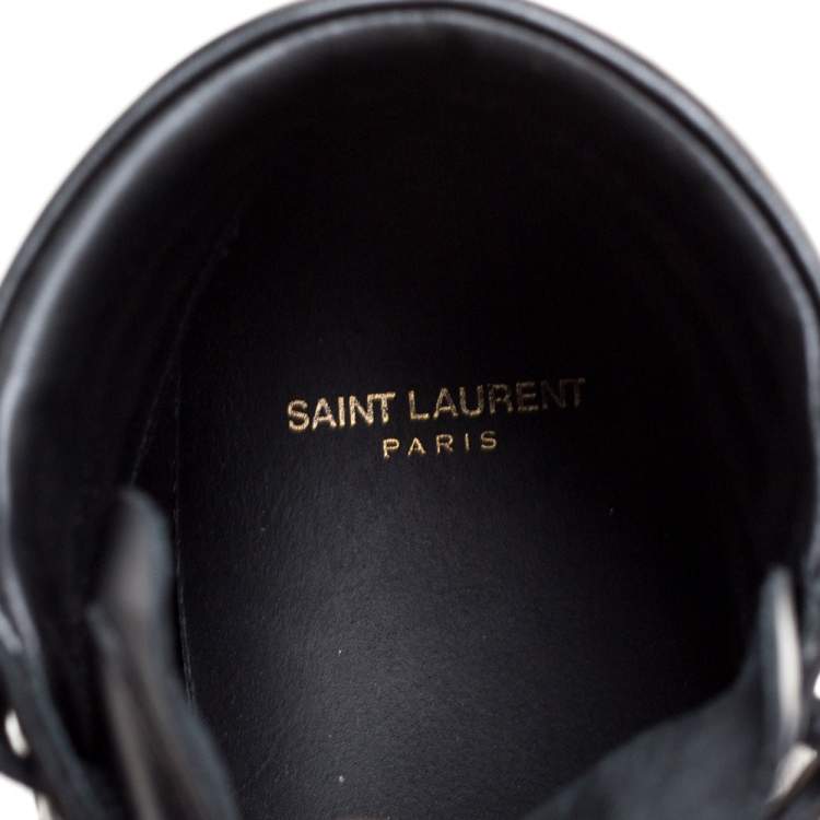 Pre Owned Saint Laurent Black Leather Studded High Top Sneakers Size 42