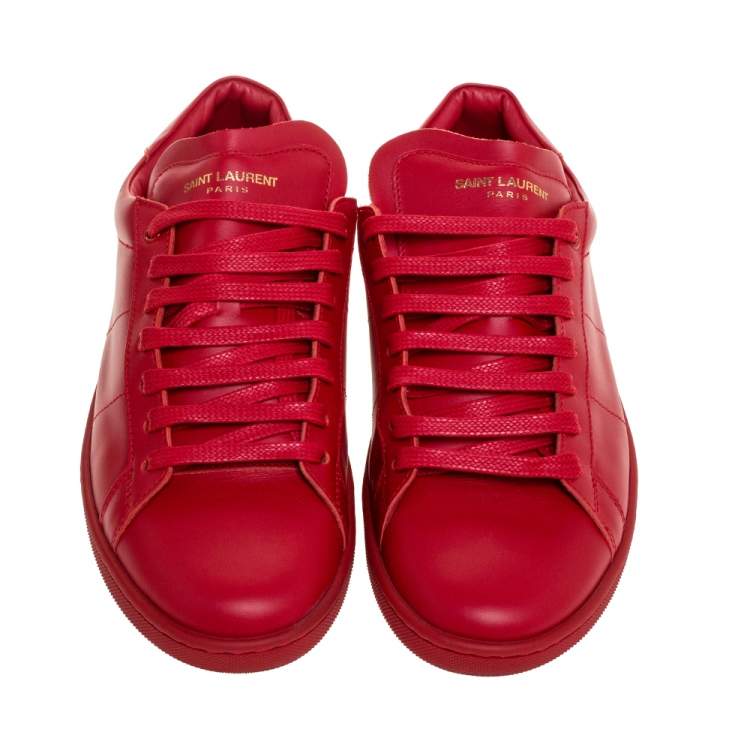 Pre Owned Saint Laurent Red Leather Andy Low Top Sneakers Size 41