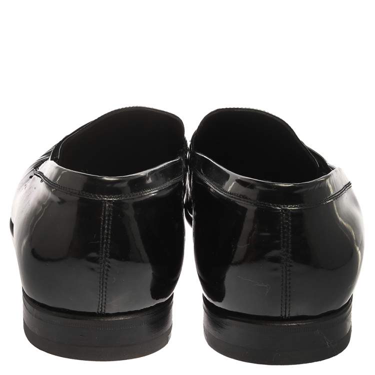 Pre Owned Saint Laurent Paris Black Patent Leather Slip On Loafers Size 44
