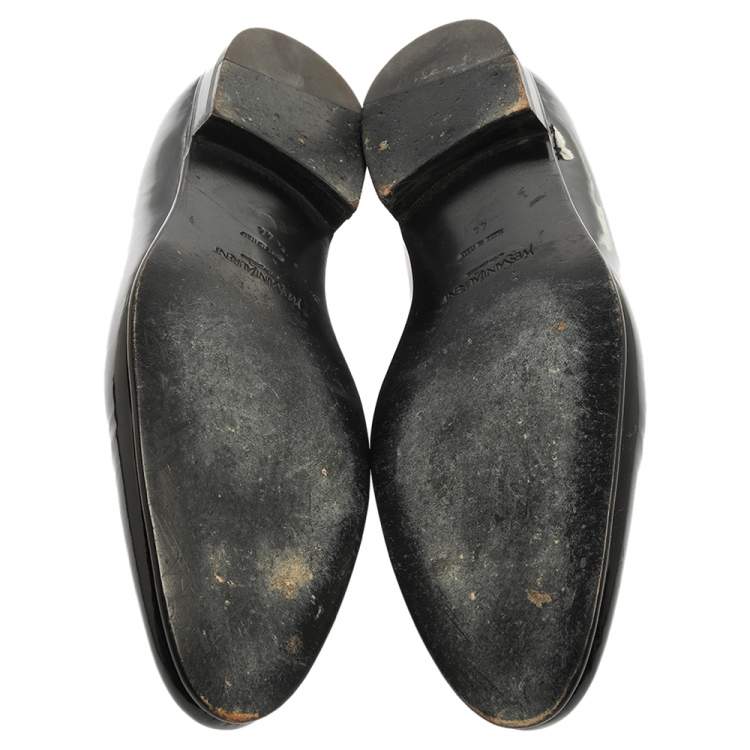Pre Owned Saint Laurent Paris Black Patent Leather Slip On Loafers Size 44