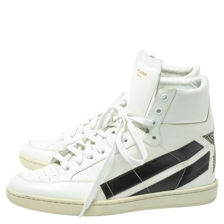 Pre Owned Saint Laurent White Leather High Top Sneakers Size 41
