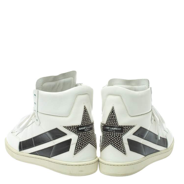 Pre Owned Saint Laurent White Leather High Top Sneakers Size 41