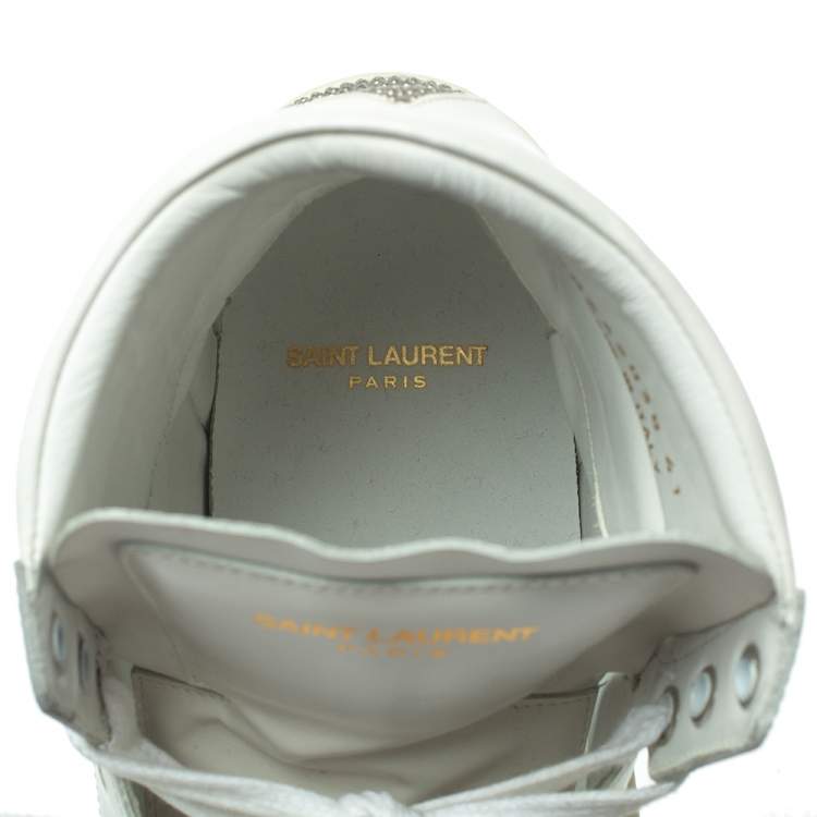 Pre Owned Saint Laurent White Leather High Top Sneakers Size 41